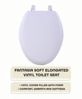 Top Shelf Soft Elongated Vinyl Toilet Seat In Crisp White With Thick Foam Fill straight up comfy view from above.