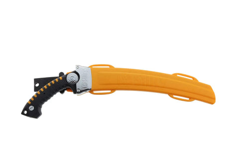 Heavy Duty Pro Saw With 330mm Blade And XL Teeth, 6.5 Inch Cut Capacity, 2.0mm Thick Nickel Plated Teeth, 13 Inch Frame, Lightweight 580g With Sheath, Non Impulse Hardened Teeth, Built For Tough Woodworking And Outdoor Cuts in orange sheath
