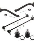 6 Piece Front Suspension Kit for Hyundai Santa Fe 2007 2012 and Kia Sorento 2011 2013 Includes Front Outer Tie Rod Ends Lower Ball Joints and Sway Bar Links Durable Easy Install for a Smooth Ride, black steel parts