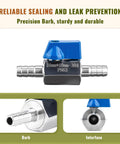 2 Pack Three Eighths Inch Hose Barb Mini Ball Valve Set In 304 Stainless Steel, Built To Last Workhorse Shutoff Valves With Clamps For Water Oil Gas And Chemical Use, Leak Proof Durable Pro Grade Plumbing. 304 stainless ball valve with 10mm hose barb