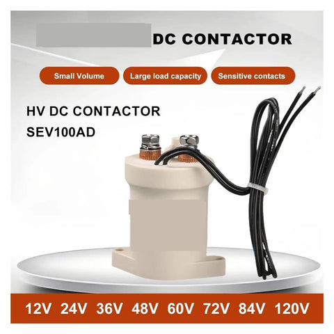 Rock Solid Dc Contactor And Power Relay Switch Built Different For 12v 24v 36v 48v 72v Charging Stations with wires and connectors.