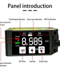 Panel interface of High Precision Laser Displacement Sensor With 200 Millimeter Range displaying measurement settings and indicators.