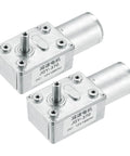 Two silver DC worm-gear motors, angled view, 12V, 18 RPM, 6mm D-shaped shafts