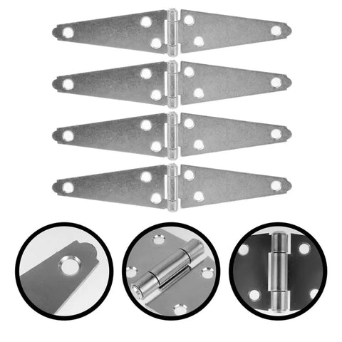 Heavy Duty 4 Inch Galvanized Gate Hinges Set For Fence Doors Cabinets And Closets, hardware details and close-up views