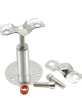 Two-piece stainless steel pipe ceiling mount brackets with base flange and screws for 19 mm (1/2 in) pipe.