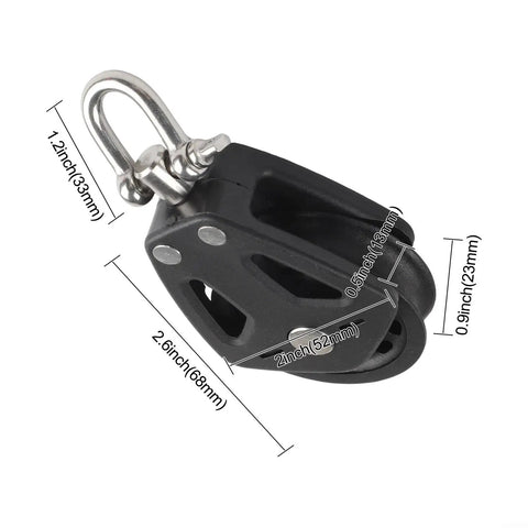 2 Pack Heavy Duty Nylon Pulley Block For Sailboat Rigging And Marine Applications With Bearing System, 460kg Load Capacity