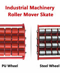 Heavy Duty Machinery Mover Skate Dolly Set with PU and Steel wheels for smooth transport of heavy items.