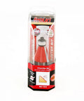1-1/4 Inch Chamfer Router Bit With 1/2 Inch Shank, Carbide Two-Cutter, 22.5 Degree Chamfer in packaging, front view