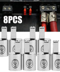 Heavy Duty 1/0 Gauge To 4 Gauge Power Wire Reducer For Car Audio Amps, 6061 Aluminum, Nickel Plated Terminals, One Cable Adapter For Oversized Wire, Ideal For Power And Ground Wiring, 8pcs shown