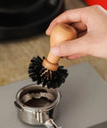 58mm Portafilter Cleaning Brush For Espresso Machines Pro Barista Tool With Arc Bristle Design cleans out residual coffee grounds