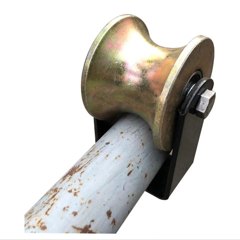 U Shaped Steel Pipe Track Wheel With Wide Groove Load Pulley Color Steel Track Wheel 80mm Large Arc Guide Wheel 4 Inch Heavy Duty Industrial Rail Pulley For Smooth Rolling on pipe