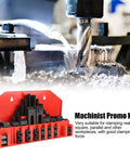 58-Piece M10 T-Slot Clamp Kit For Lathe Milling CNC Machines And Metalworking Tools displayed with steel frame