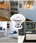 Sparkling Crystal Diamond Glass Cabinet Knob Set 30mm 1.18 Inch Clear Crystal Pulls With Three Size Screws For Dresser Cabinet Closet Doors Upgrade For Your Home Decor on cabinets
