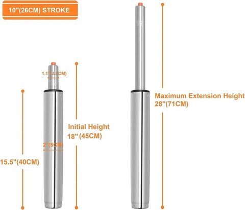 Tall Gas Lift Cylinder Replacement For Drafting Chairs And Bar Stools Heavy Duty Hydraulic Pneumatic Piston Adjustable Height