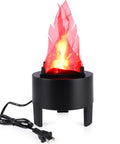 3D LED Fake Campfire Flame Light With Realistic Flicker, black ABS base, red silk flame, power cord visible, electric flame decor