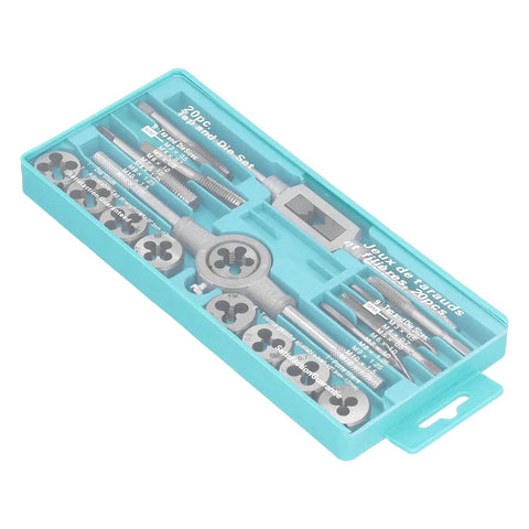 Top Tier Metric Tap And Die Set With Insane 60HRC Hardness Made From Premium Alloy Steel Perfect For Precision CNC Metal Work Whether You Need Coarse Or Fine Threads This Ultimate Hand Tool Kit Is A Total Game Changer For Any Serious Fabricator Who Wants. 20-piece metric tap and die set in blue case, M3-M12, alloy steel