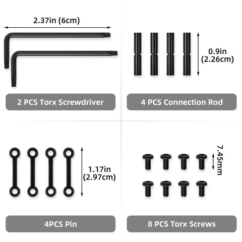Two Pack Anti Slip Rotation Pins With Locking Action, Heavy Duty Steel Construction, Corrosion Resistant Coating, Anti Walk Design That Prevents Rotation Or Slippage In Harsh Environments, Ideal For Machinery, Equipment, And Industrial Setups, with tools and screws