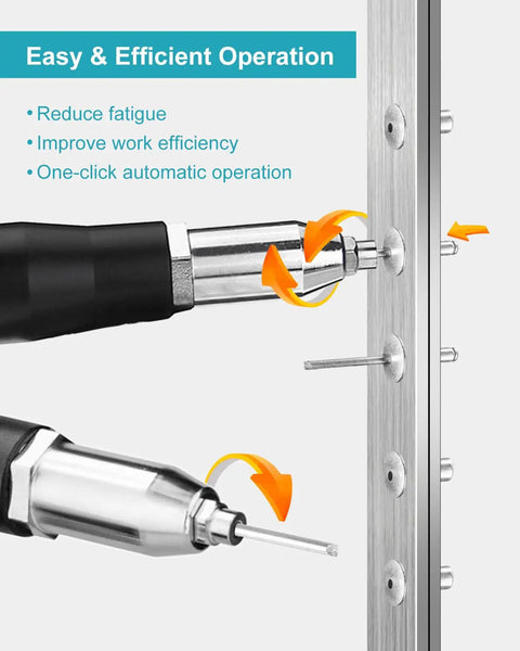 BOQNZN Cordless Rivet Gun Kit With Dual Rechargeable Batteries And Fast Charger demonstrating easy one-click operation.