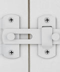 Six Pack Matte White Stainless Steel Barn Door Latches Set for Gates, Sliding, Bi-Fold and Flip Doors, close-up view