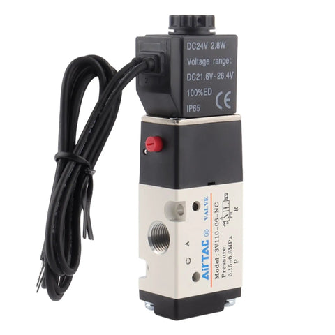 AC 110V 3 By 2 Way Solenoid Valve With 1 By 4 Inch NPT Outlet Normally Closed For Pneumatic Air Systems, Model 3V210-08, aluminum body