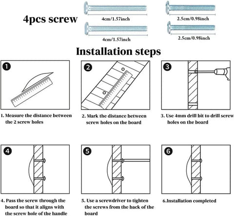 Installation steps for 4 Pack Brushed Gold Crescent Cabinet Pulls With 5.79 Inch Overall Length And 3.75 Inch Hole Centers