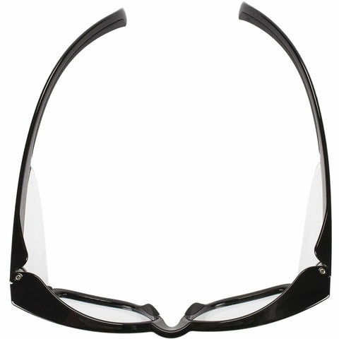 V30 Maverick Safety Glasses With Anti Fog Coating Clear Lenses Black Frame Unisex Eye Protection 99.9 Percent UVA UVB UVC Coverage ANSI Z87 Polycarbonate Lenses, image of glasses from rear view with clear lenses and black frame