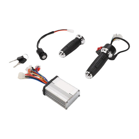 350W Brushless Motor Controller Kit with anti slip throttle grip and ignition key switch lock for electric bikes, scooters, and tricycles