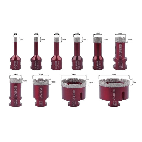 Top Shelf 10 Piece Diamond Hole Saw Kit For Drilling Porcelain, Tile, Granite And Stone With Sharp Edges And Smooth Finish Perfect For Pro Contractors And Serious DIYers To Tackle Tough Jobs Fast., 6mm to 68mm diamond hole saw bits