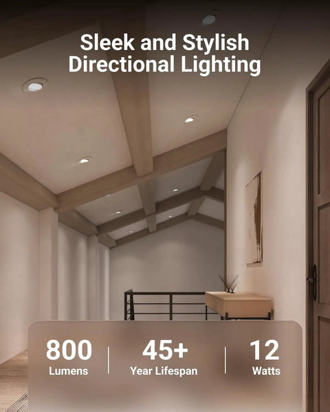 Modern hallway with 5 To 6 Inch LED Can Light Retrofit Recessed Gimbal Downlight, 800 Lumen, damp rated, 12 Watt Equal 60W