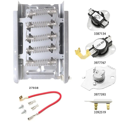 Dryer Heating Element Replacement Kit For Maytag And Roper Dryers Fits MEDC465HW0 MEDX655DW MEDC200XW MEDC215EW MEDC300BW0 MEDC400VW0 RED4640YQ0