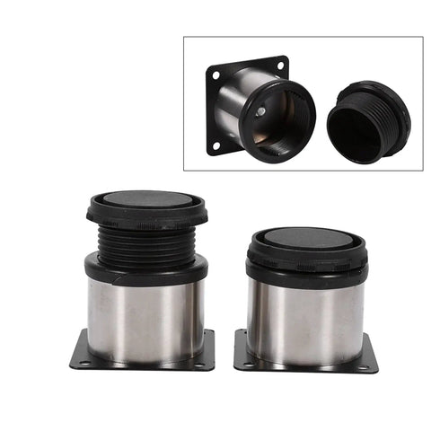 Adjustable Sofa Feet 4 Pack Stainless Steel Furniture Legs With Height Adjustment, Round Cabinet Stands With Plastic Base Built To Last