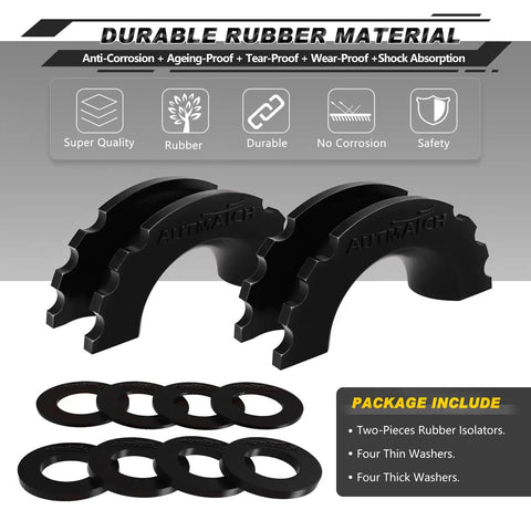 D Ring Shackle Isolators And Washers Kit For 3/4 Inch Shackles, Includes 2 Rubber Isolators And 8 Washers, black shown