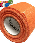 Top Shelf Non Slip Drumstick Grip Tape That Locks Down Your Sticks And Keeps Your Sweat At Bay For Killer Live Sets Or Practice Sessions In Bright Orange Soft Cotton Material, rolled view.