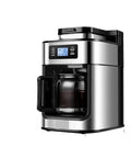 Hustle Ready Daily Grind 2In1 Automatic Coffee Grinder And Brewer Whole Bean Drip Machine in metallic finish with glass carafe.