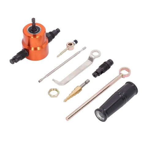 Pro Grade Double Head Electric Nibbler Attachment With 360 Degree Rotating Cutter and step drill kit for sheet metal cutting