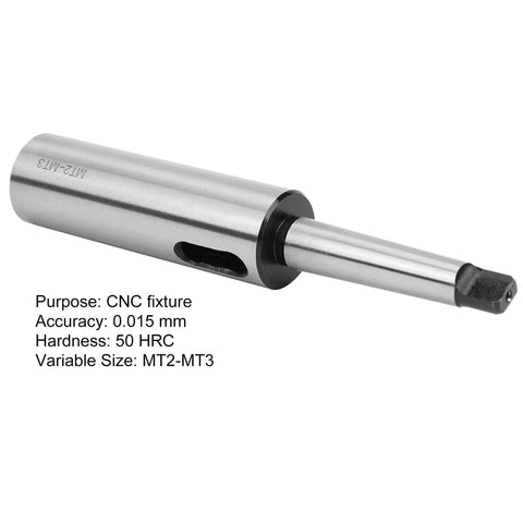 Side view: Morse taper drill adapter MT2-MT3 reducing sleeve in high-speed steel with long shank for lathe/milling