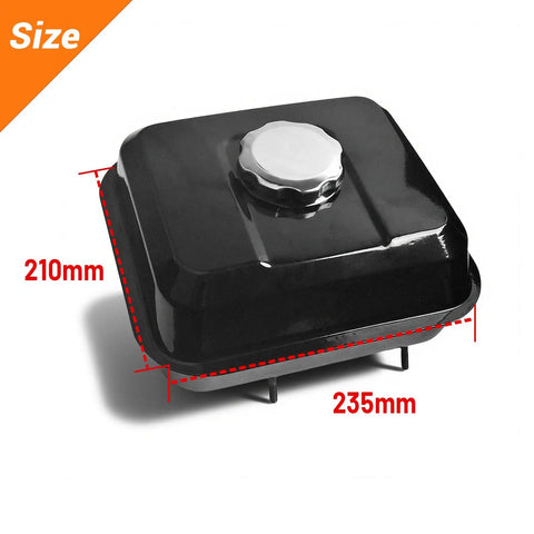 Gas Tank Carburetor Kit For 212cc 196cc 6.5HP Go Kart Mini Bike Engines Upgrade, black tank with cap, 210x235mm dimensions