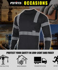 High Visibility Long Sleeve Work Shirt For Construction And Road Work ANSI Class 3 Hi Vis With Durable Reflective Tape 3 Pack Black