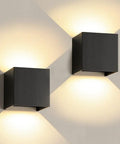 12W LED Wall Sconces Set of 2 Black Up and Down Square Wall Lamps 3000K Warm White Indoor Outdoor Lighting mounted on wall