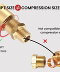 Solid Brass 3/8 Inch NPT Male To 1/4 Inch NPT Male Reducing Hex Nipples Connector MNPT To MNPT 2 Piece Set size compatibility chart
