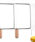 Top Shelf Cheese Slicer Hardware Kit With Stainless Steel Cutters And Beechwood Handles A Total Game Changer For DIY Artisan Boards And Sweet Kitchen Gift Set Of Two Pieces, featuring two cheese slicers and accessories.