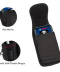 Laser Measure Case Holster With Belt Loop And Magnetic Closure For Bosch GLM100-23 GLM165-40 GLM165-25G MiLESEEY D5-70m DTAPE DT50 Huepar BLM-100G And Other Distance Meters, black nylon holster with elastic side panels