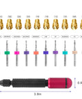 21 In 1 Precision Pin Vise Hand Drill Set With 10 Mini Drill Bits And 10 PCB Chucks displayed with size details