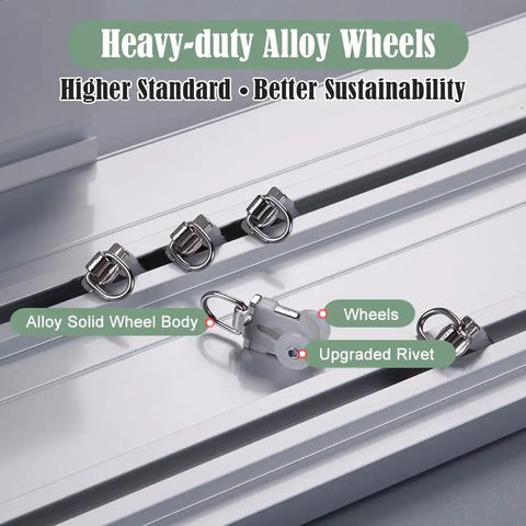 Four in One Curtain Track System With Pelmet And Optional Light Belt, custom aluminum rails with alloy wheels close-up