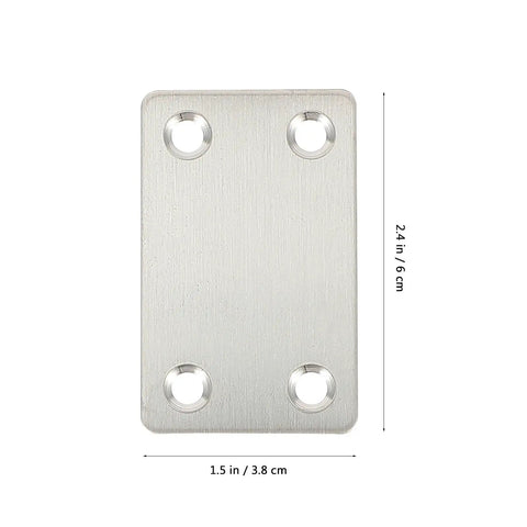 12 Pack Stainless Steel Straight Corner Brackets For Wardrobes And Cabinets Flat Brace Plates with four screw holes