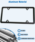 Front License Plate Mounting Kit With Black Aluminum Frame, showcasing rust-proof, sturdy, corrosion-resistant qualities.