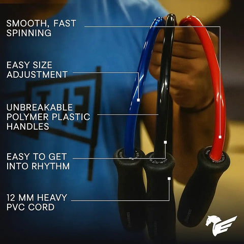 Muay Thai 2.0 Weighted Jump Rope For High Intensity Training And MMA Workouts, Heavy 1.3lb PVC Rope With 9 Foot Length Displayed