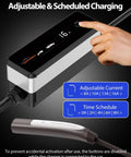 Portable EV Charger 16A 110V To 240V Level 1 And Level 2 NACS And J1772 Compatible with adjustable settings shown