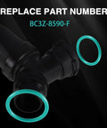 KPALAG O-ring seal set for Ford radiator hose and T-pipe; two teal rings around a black coolant connector.
