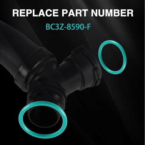 KPALAG O-ring seal set for Ford radiator hose and T-pipe; two teal rings around a black coolant connector.